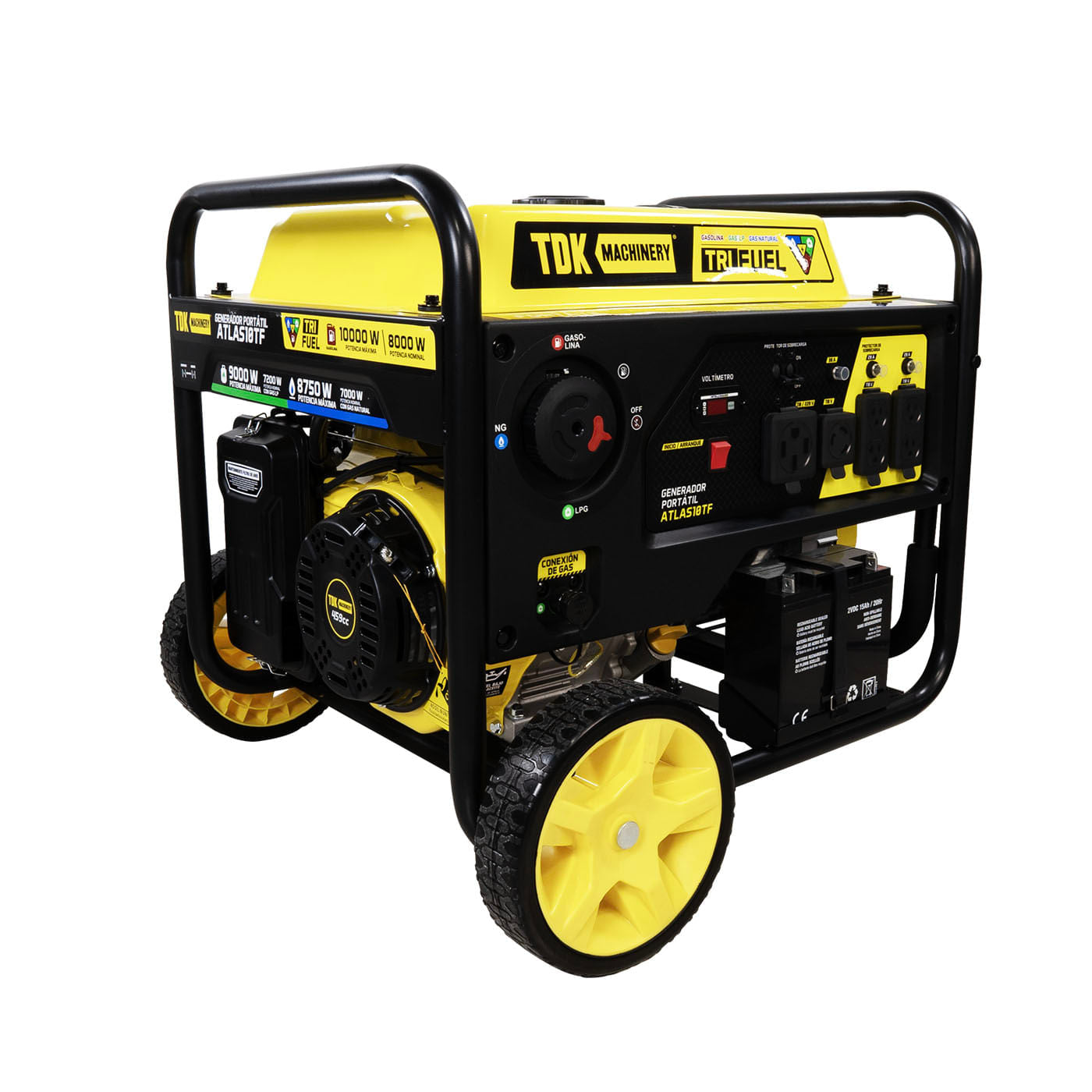 Generador Profesional 10 kw 3 En 1 Gasolina, Gas LP y Gas Natural Tdk Machinery 110v/220v Monofasico – Atlas10tf