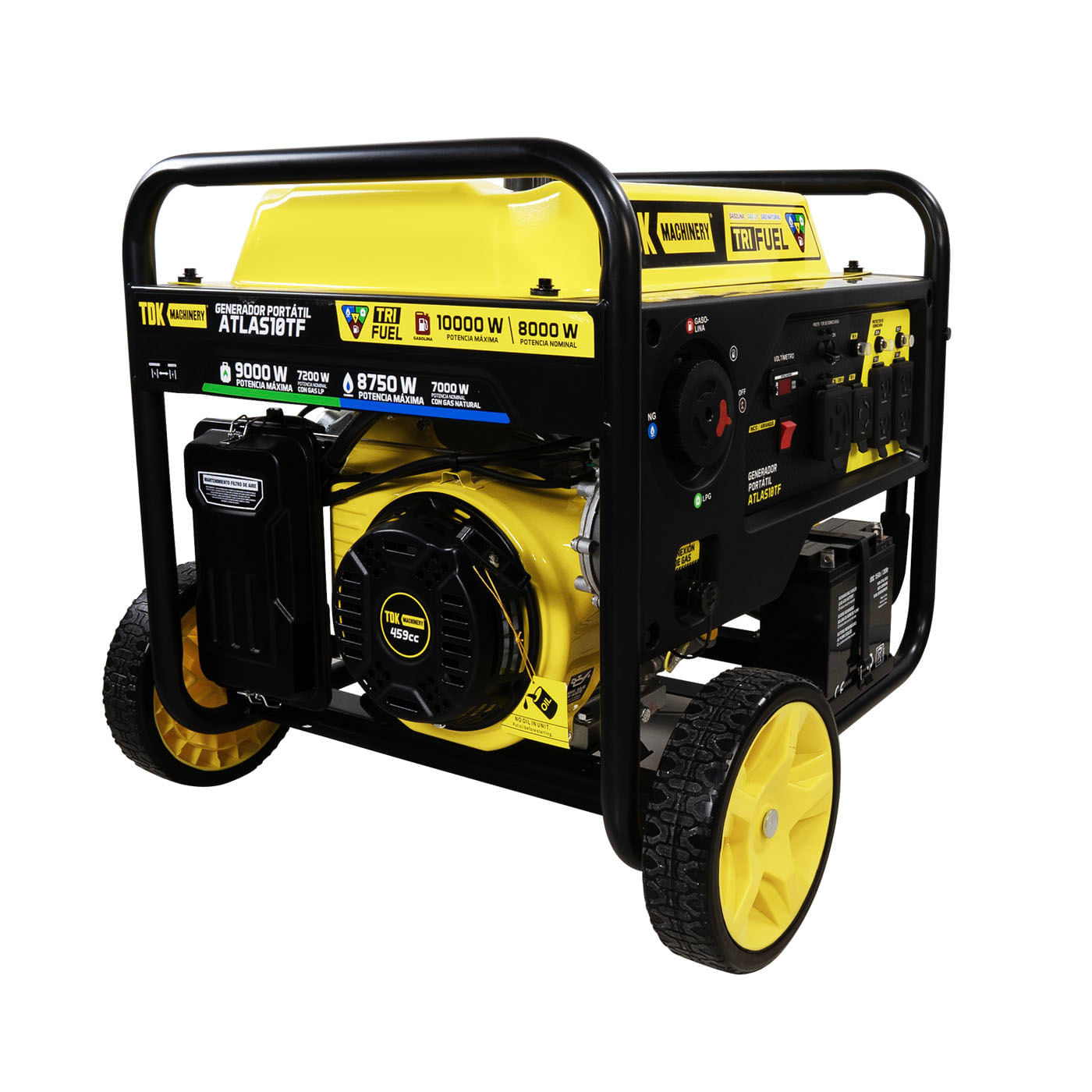 Generador Profesional 10 kw 3 En 1 Gasolina, Gas LP y Gas Natural Tdk Machinery 110v/220v Monofasico – Atlas10tf