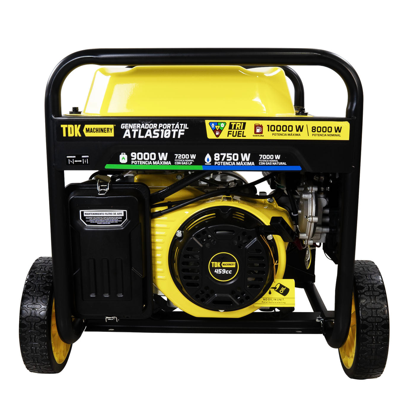 Generador Profesional 10 kw 3 En 1 Gasolina, Gas LP y Gas Natural Tdk Machinery 110v/220v Monofasico – Atlas10tf