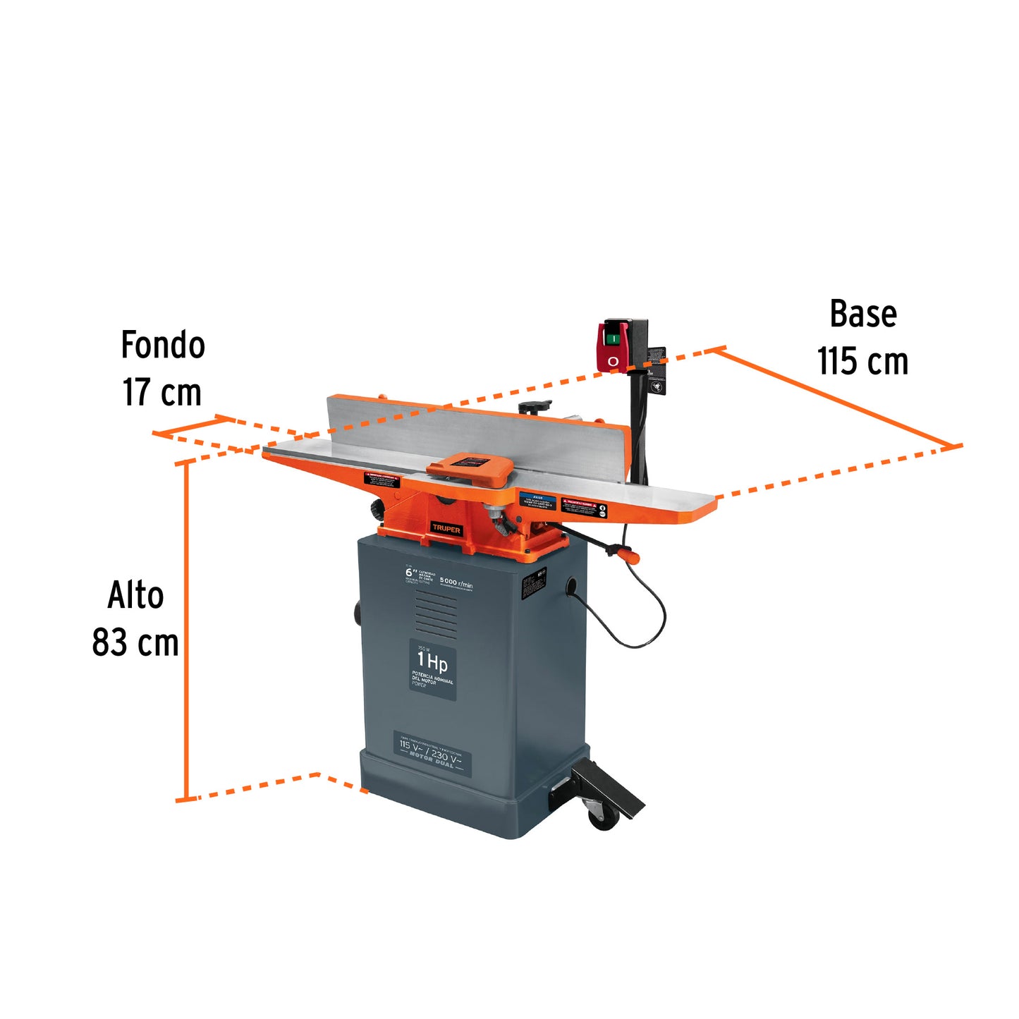 Canteadora de Piso Para Madera 6 Pulgadas 1 HP 750 W Truper Clave: CANT-6X 16282