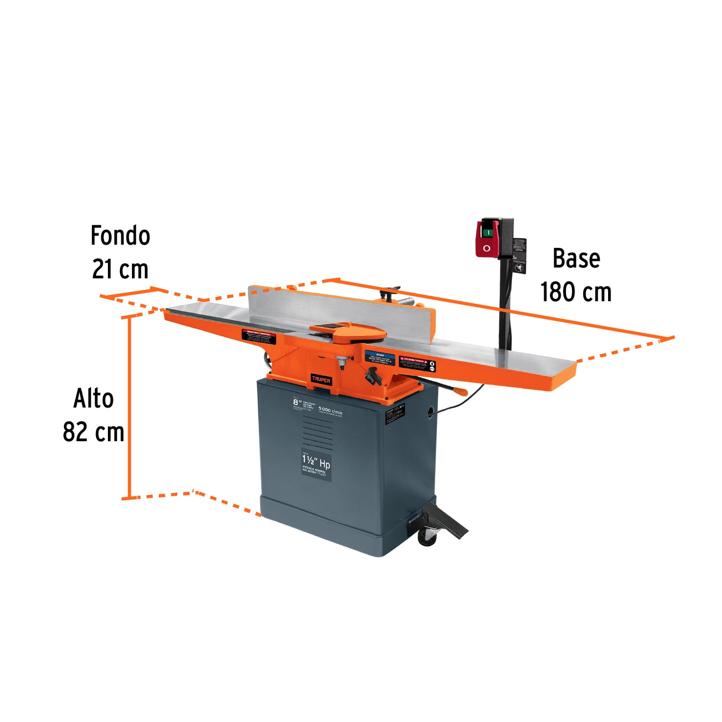 Canteadora de piso para Madera 8 Pulgadas 1.5HP 1120 W Truper Clave: CANT-8X 16288