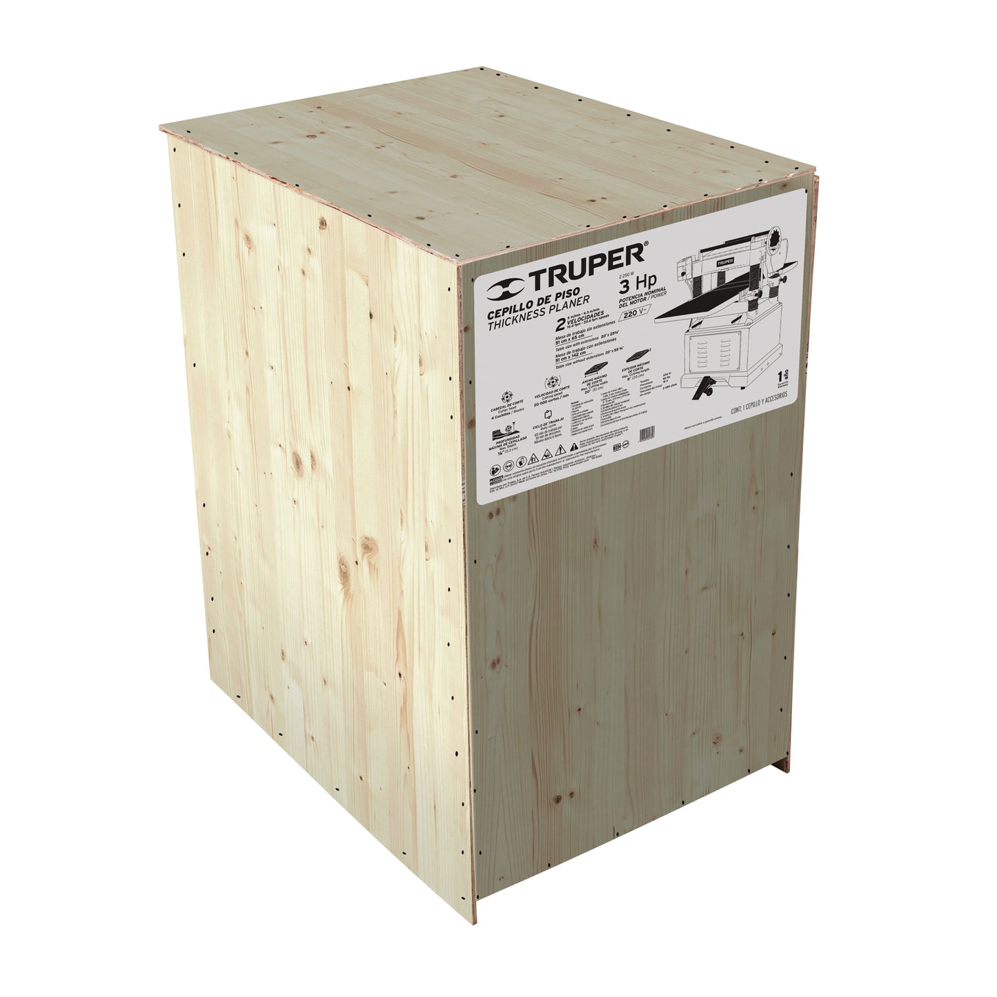 Cepillo de piso Para Madera 20 Pulgadas de 2250 W (3HP), Truper CEP-20 16293