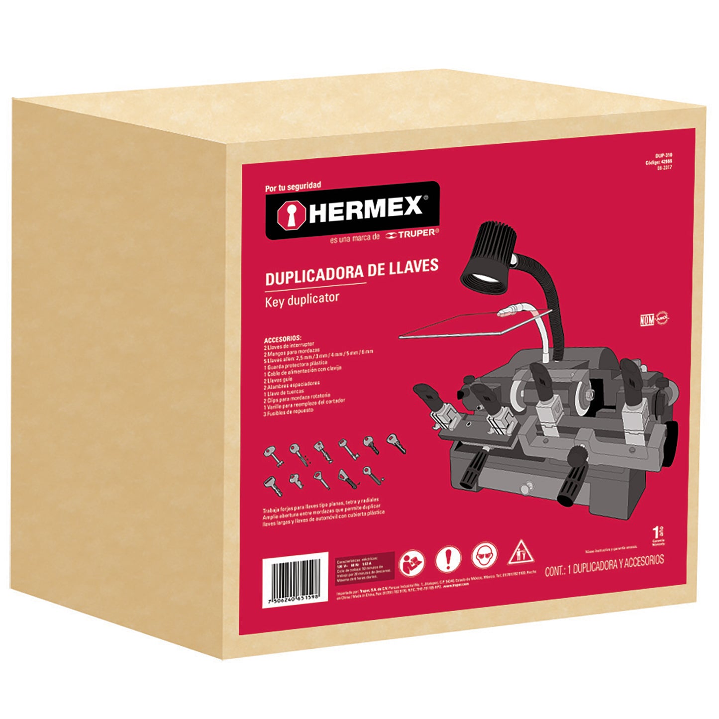 Duplicadora Para 10 tipos de llaves, tipo torno, HERMEX DUP-310 42666