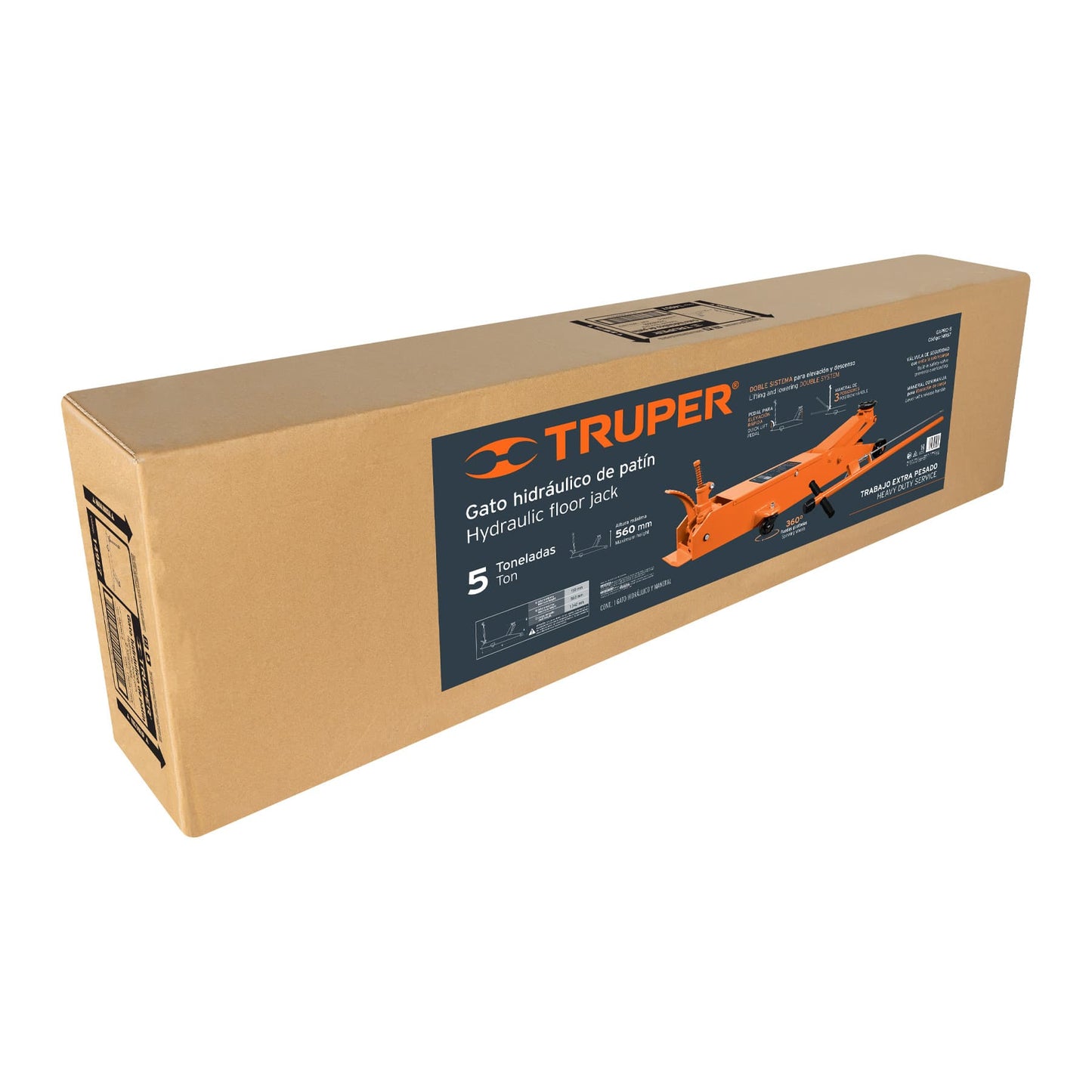 Gato Patin Hidraulico 5 Toneladas Profesional Elevacion Rápida Truper GAPRO-5 14957