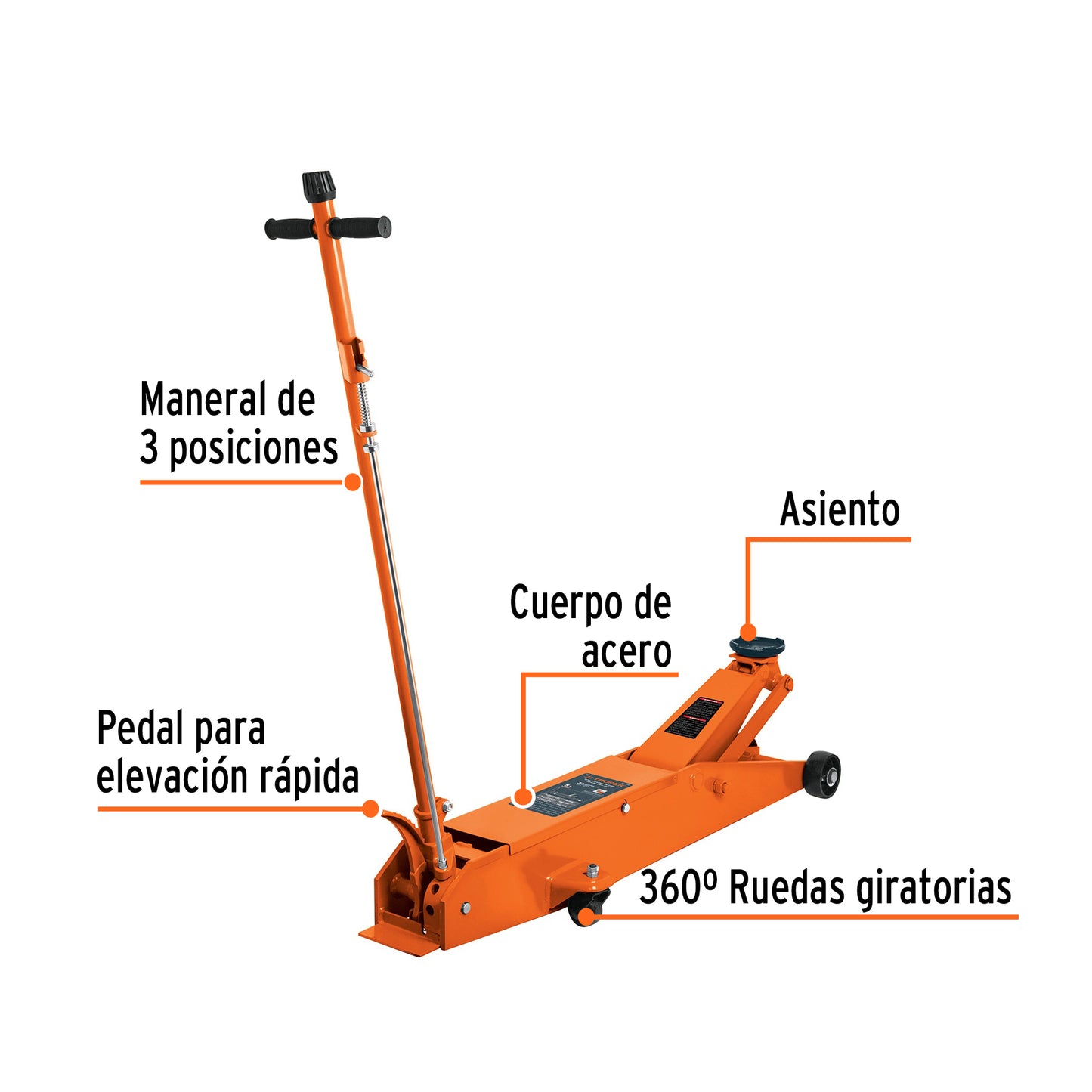 Gato Patin Hidraulico 5 Toneladas Profesional Elevacion Rápida Truper GAPRO-5 14957