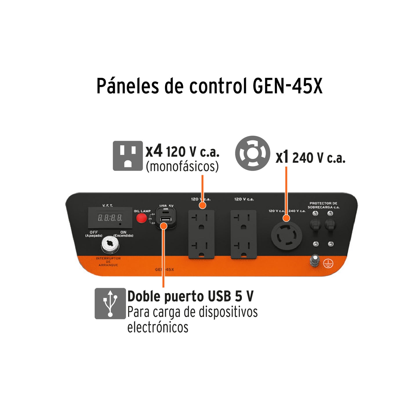 Generador Eléctrico 4500 Watts Monofasico 110/220V Motor a Gasolina 11 hp, Truper GEN-45X 15343