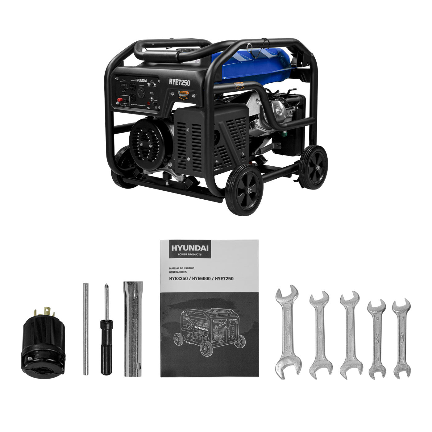 Generador a Gasolina Hyundai 7250 Watts Portatil Monofasico 110V - 220V Motor 15 Hp HYE7250