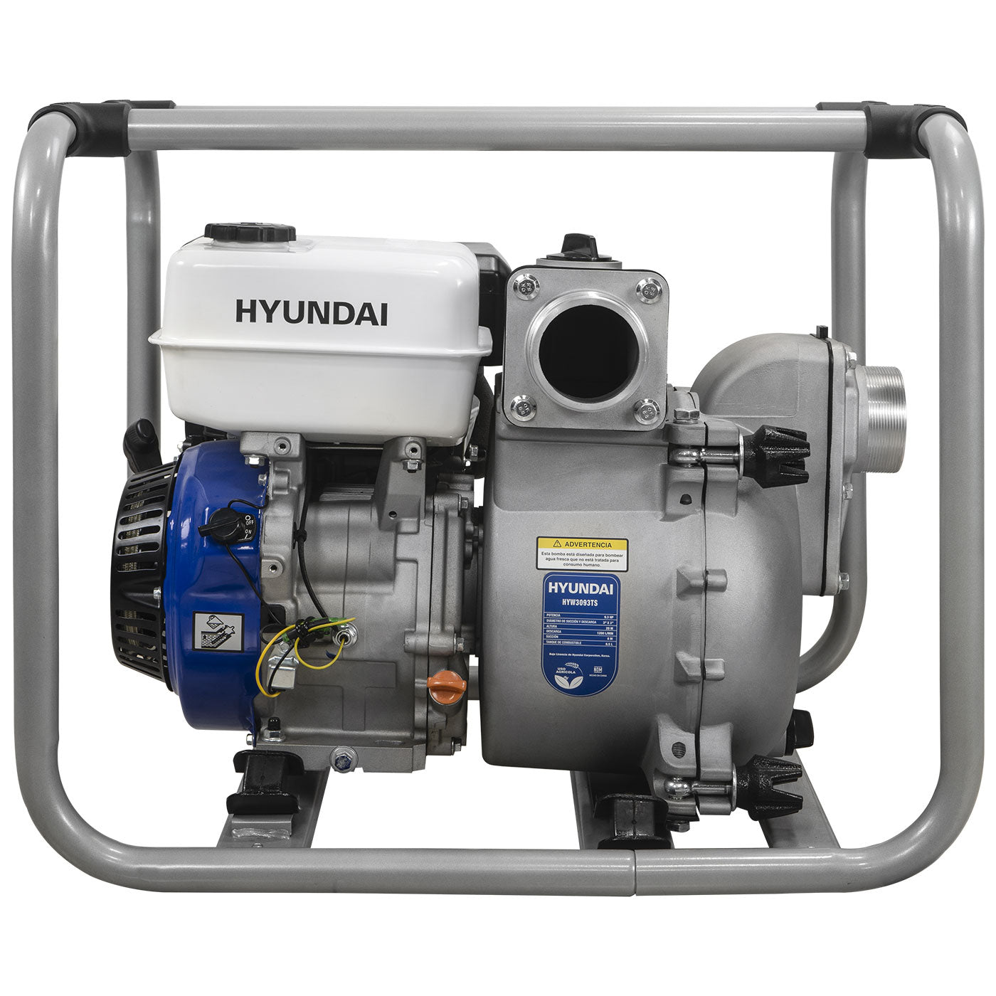 Motobomba Autocebante Para Lodos a Gasolina Hyundai Succion y Descarga 3"x3" Motor 9.3 hp Hyw3093ts