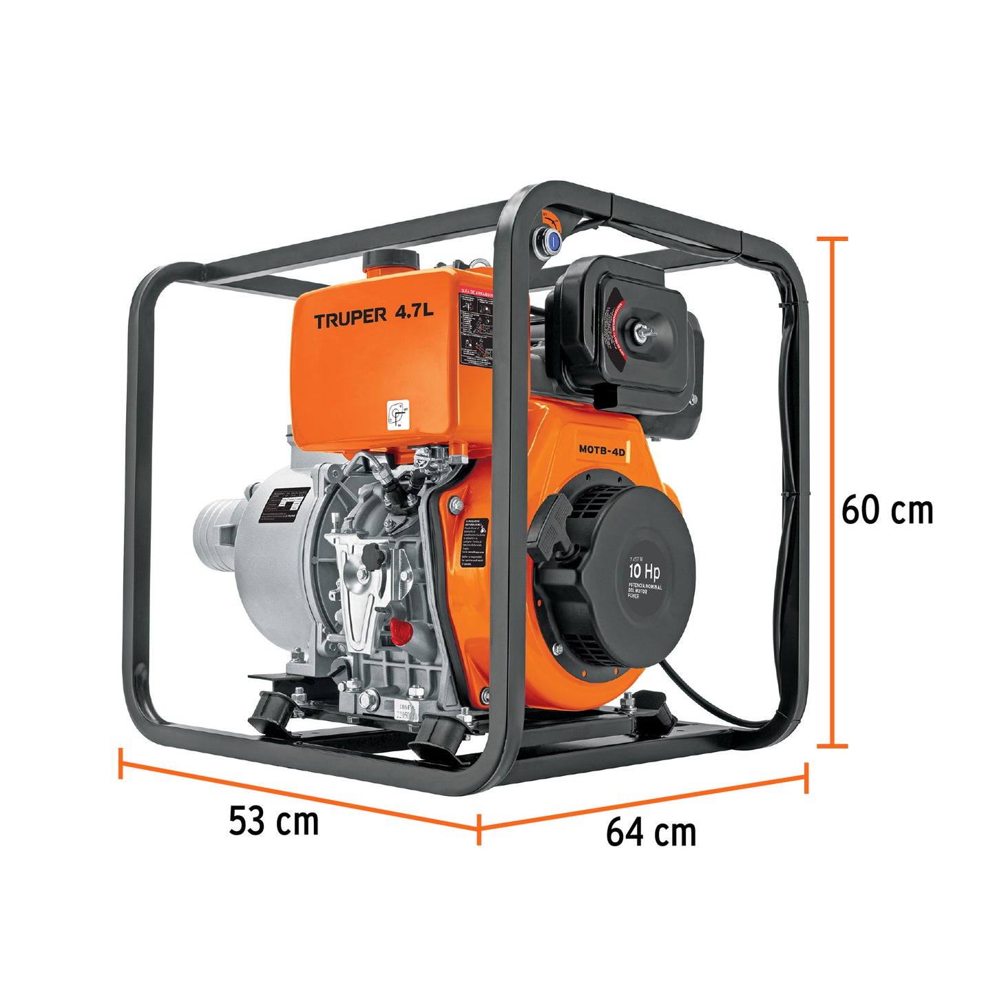 Motobomba Autocebante 4"x4" Motor a Diesel 10HP TRUPER MOTB-4D 102422