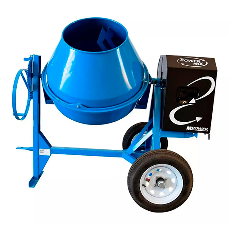 Revolvedora de Concreto Mpower Azul de 1 Saco de Capacidad con Motor a Gasolina Mpower de 9 HP Olla de Acero Remolcable R1UAMP9