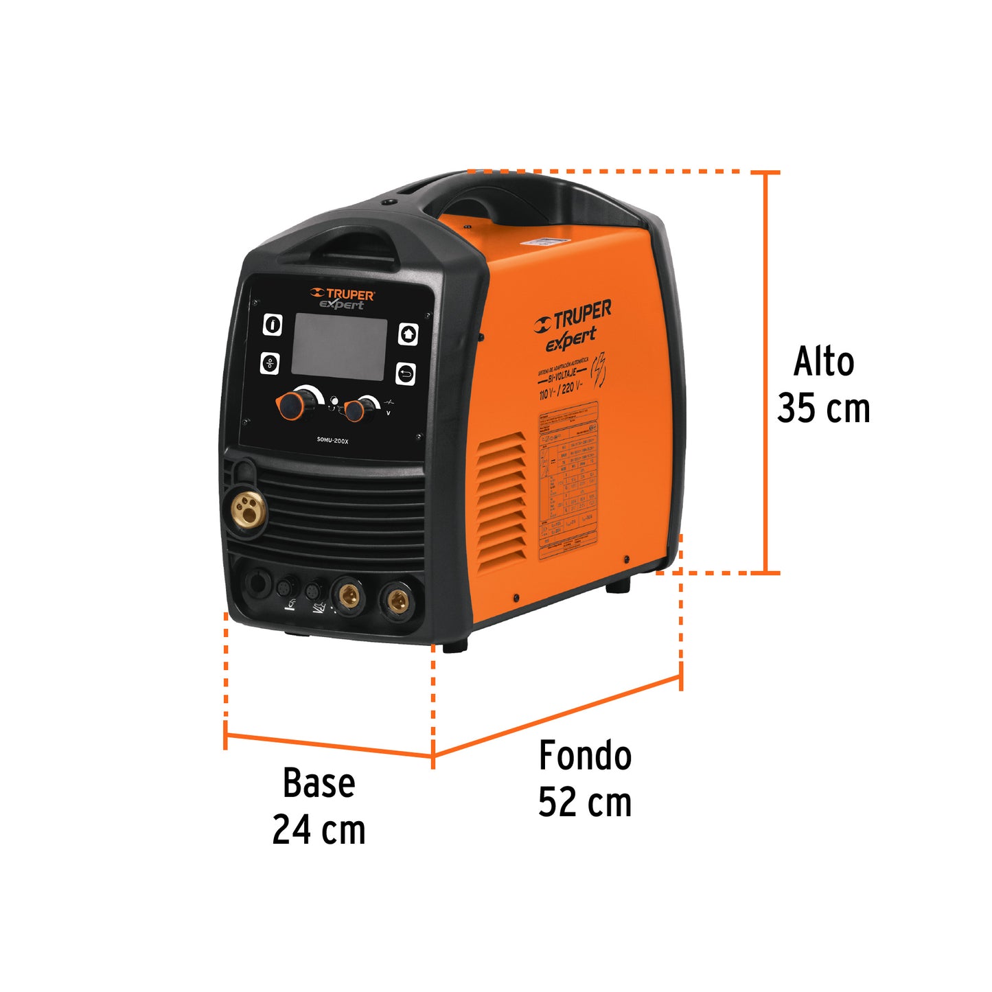 Soldadora Multiproceso de 200 Amperes Bifsica, Electroco, MIG con gas, TIG, GMAW sin gas y FCAW Truper Expert SOMU-200X 17258