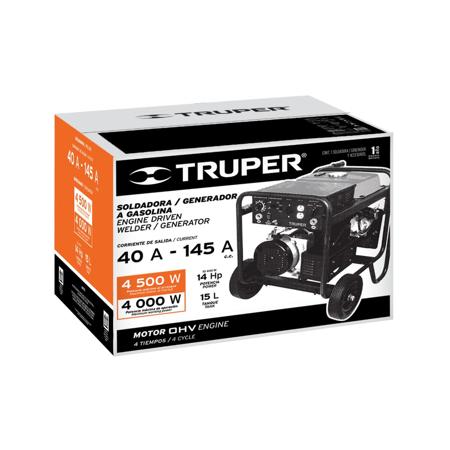 Soldadora a Gasolina 145 Amperes con Generador de 4500 watts, Truper SOT-145G 14358