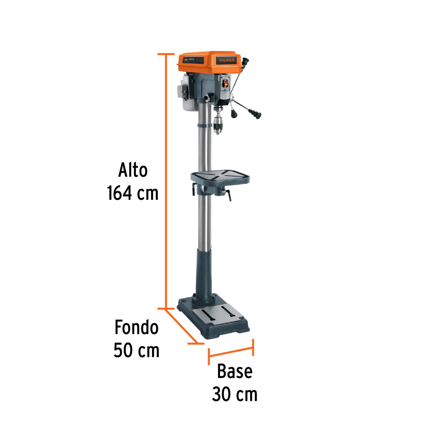 Taladro de piso 15" 1 HP 750 W Con Broquero 5/8" Monofasico 120V Truper TAPI-15 16180