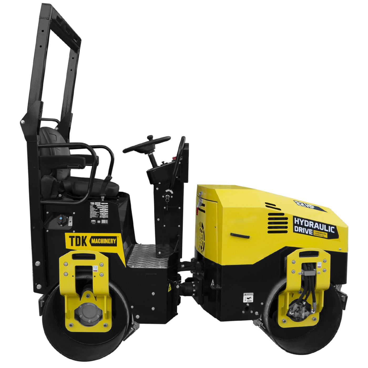 Rodillo Vibratorio Doble 30kn Profesional Tdk Machinery Con Operador Hombre a Bordo Motor a Gasolina Hyundai 22 Hp – TDKR1200