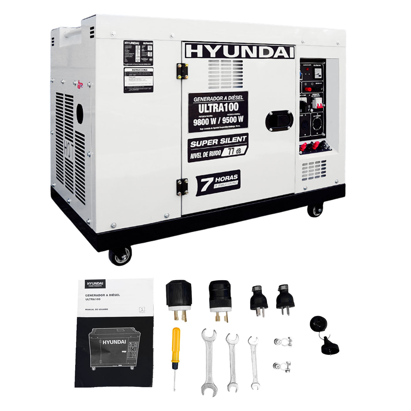 Generador Estacionario a Diesel 9.8 Kw 110v/220v Monofasico Silencioso Profesional Hyundai – Ultra100