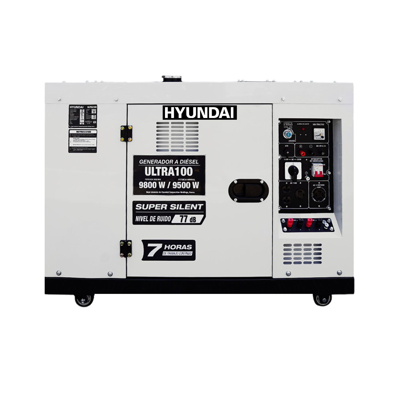 Generador Estacionario a Diesel 9.8 Kw 110v/220v Monofasico Silencioso Profesional Hyundai – Ultra100