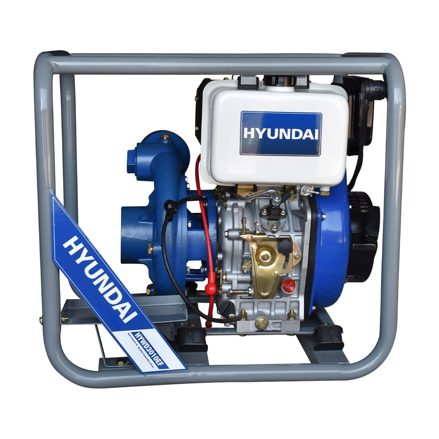Motobomba De Agua 3 x3 Pulgadas Motor a Diésel 10 hp De Alta Presión Hyundai Con Arranque Eléctrico 4 Tiempos – Hywd3010ef