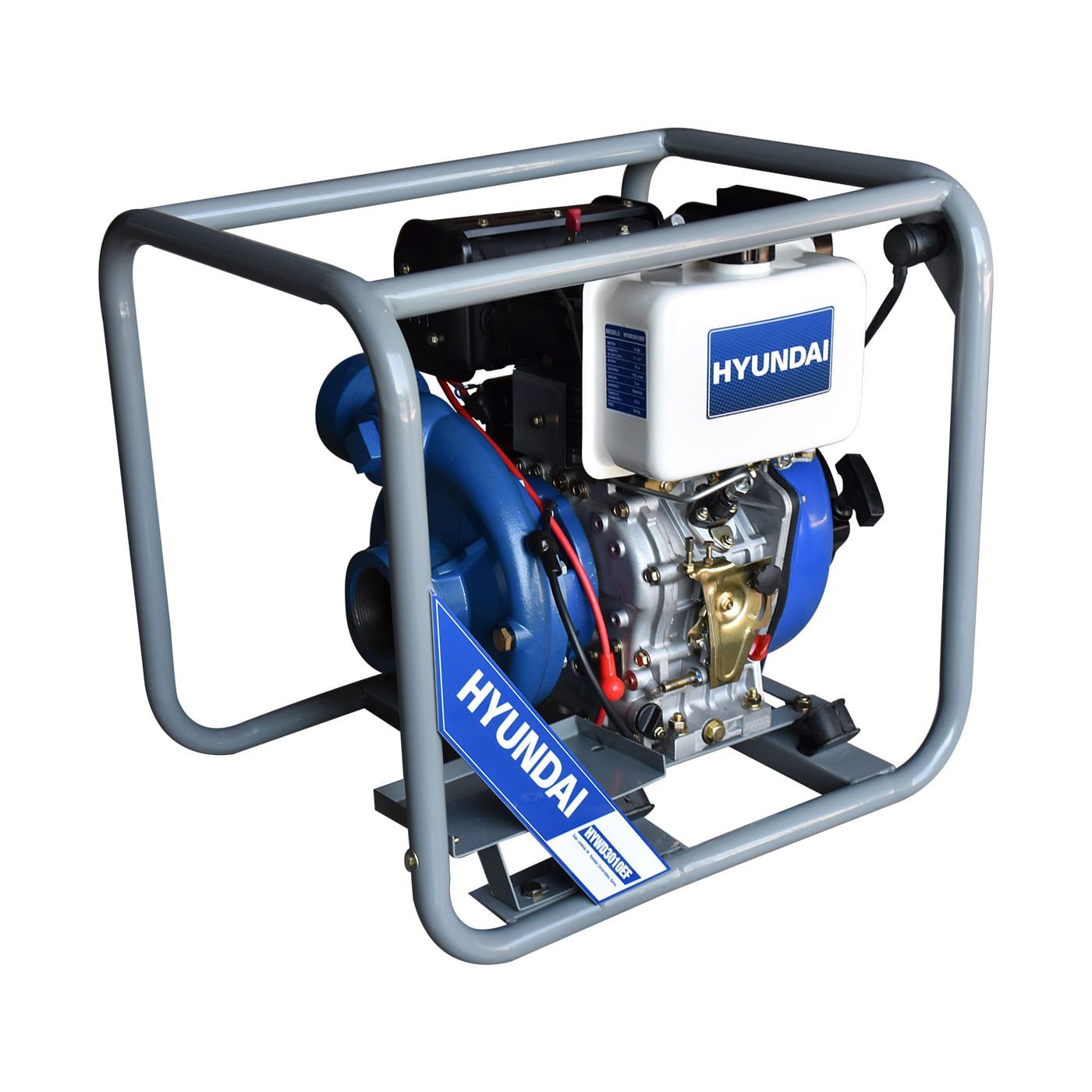 Motobomba De Agua 3 x3 Pulgadas Motor a Diésel 10 hp De Alta Presión Hyundai Con Arranque Eléctrico 4 Tiempos – Hywd3010ef