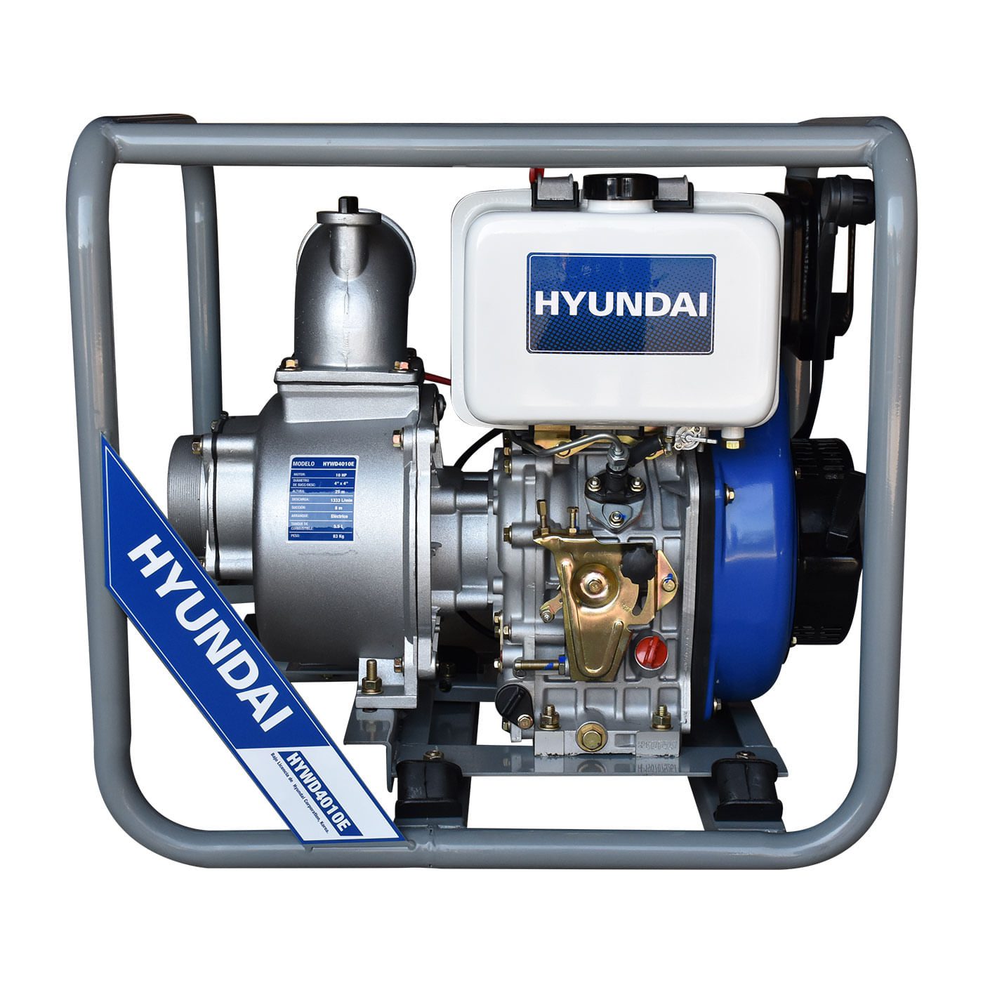 Motobomba De Agua Autocebante 4x4 Motor a Diésel 10 HP Hyundai Con Arranque Eléctrico 4 Tiempos – Hywd4010e