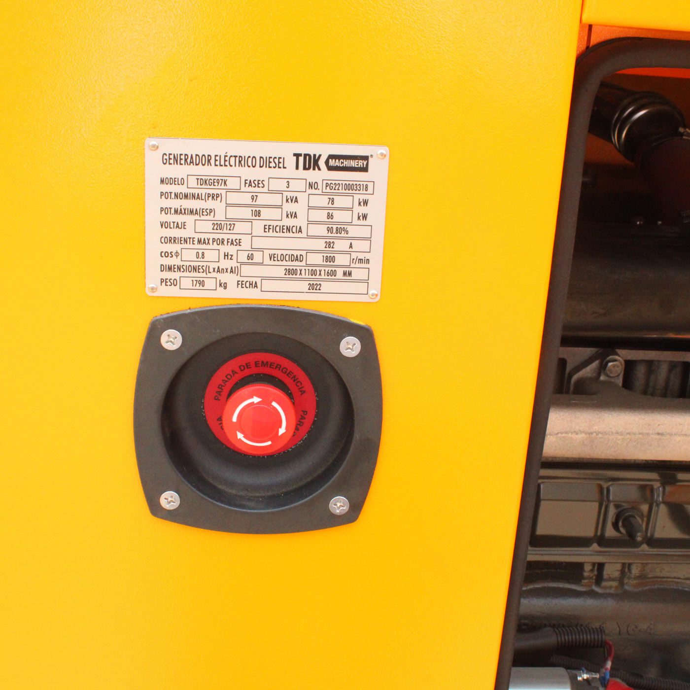 Generador Estacionario Planta de Luz Planta de Emergencia 78 Kw / 97 Kva Trifasico 220v Cabina – Tdkge97K