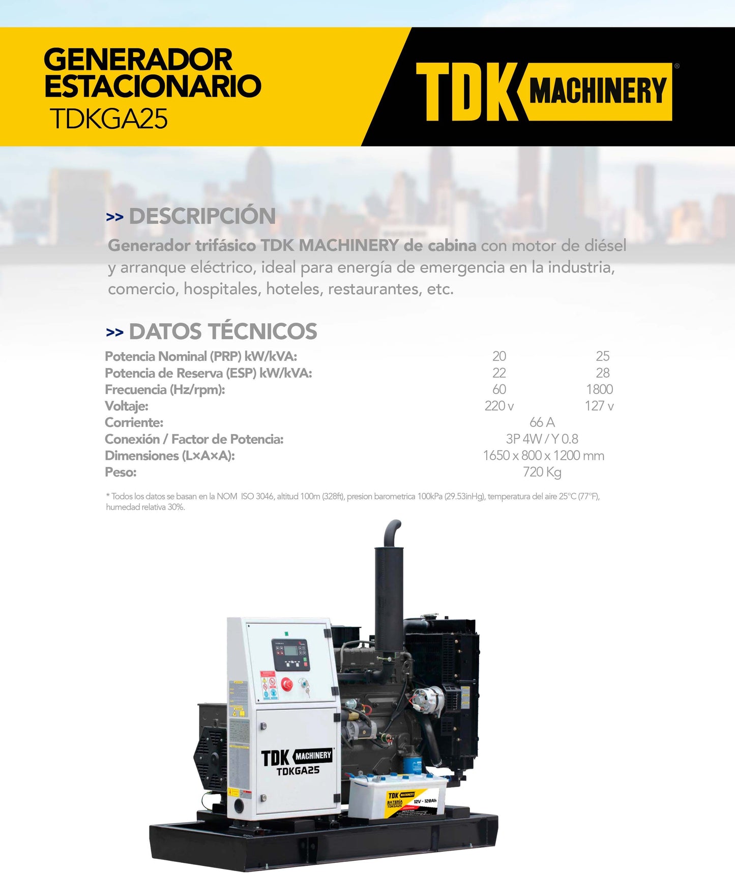 Generador Estacionario Planta de Luz Planta de Emergencia 20 Kw / 25 Kva Trifasico 220v Abierto – TDKGA25