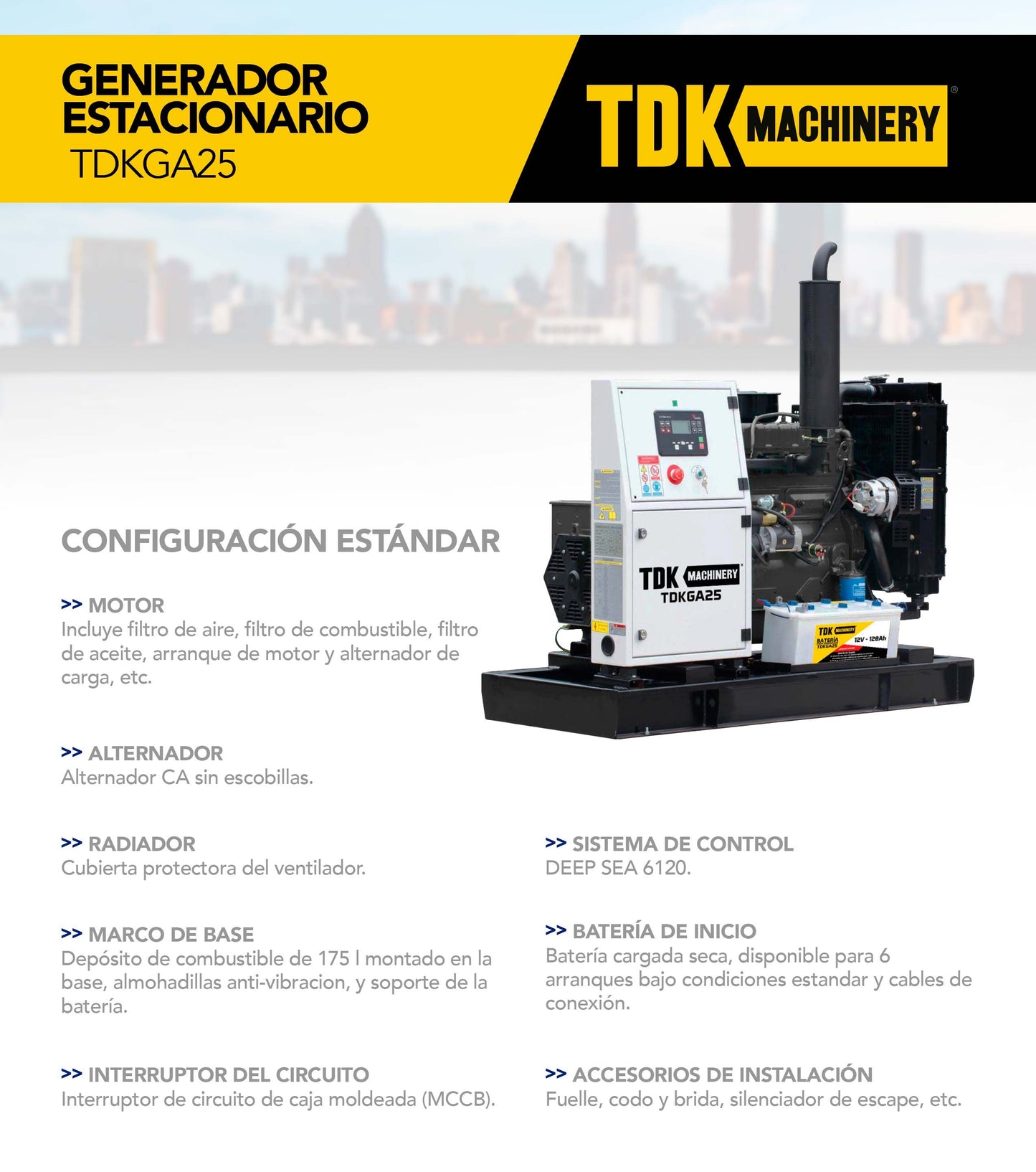Generador Estacionario Planta de Luz Planta de Emergencia 20 Kw / 25 Kva Trifasico 220v Abierto – TDKGA25