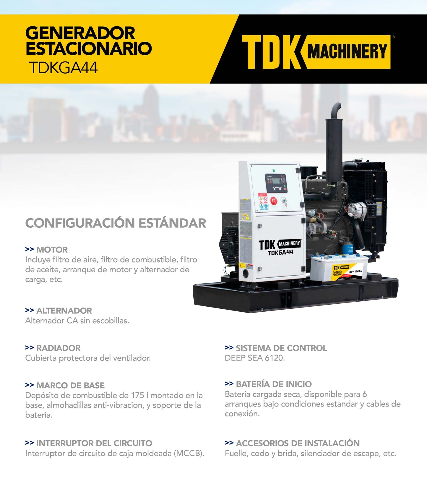 Generador Estacionario Planta de Luz Planta de Emergencia 35 Kw / 44 Kva Trifasico 220v Abierto – TDKGA44