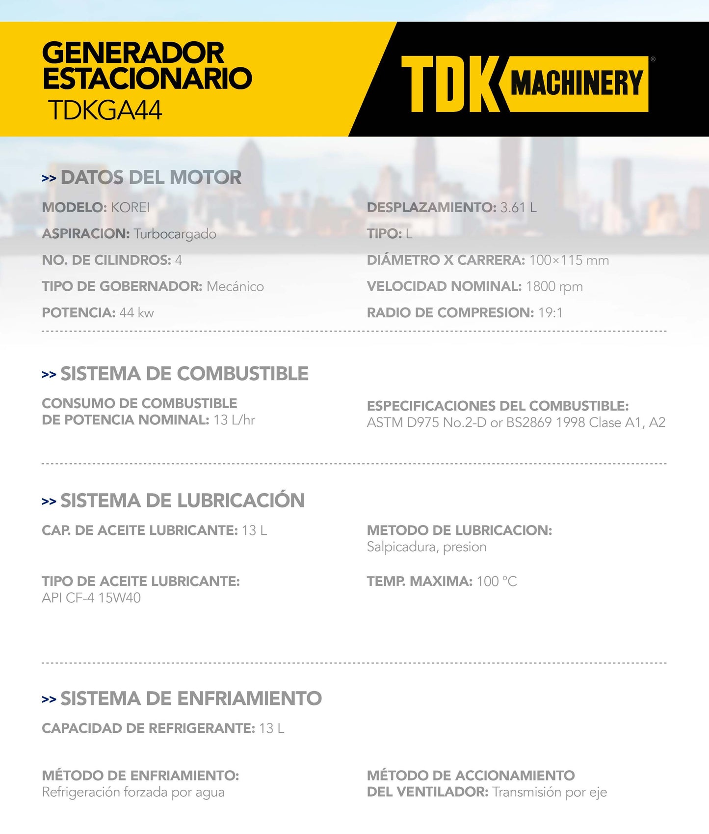 Generador Estacionario Planta de Luz Planta de Emergencia 35 Kw / 44 Kva Trifasico 220v Abierto – TDKGA44