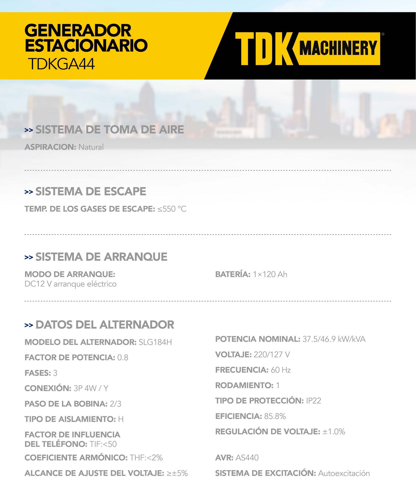 Generador Estacionario Planta de Luz Planta de Emergencia 35 Kw / 44 Kva Trifasico 220v Abierto – TDKGA44