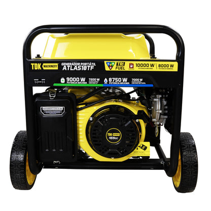 Generador Profesional 10 kw 3 En 1 Gasolina, Gas LP y Gas Natural Tdk Machinery 110v/220v Monofasico – Atlas10tf