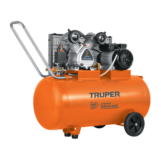 Compresor de Aire 120 Litros 4HP Monofasico 220V, TRUPER COMP-120LH 19359