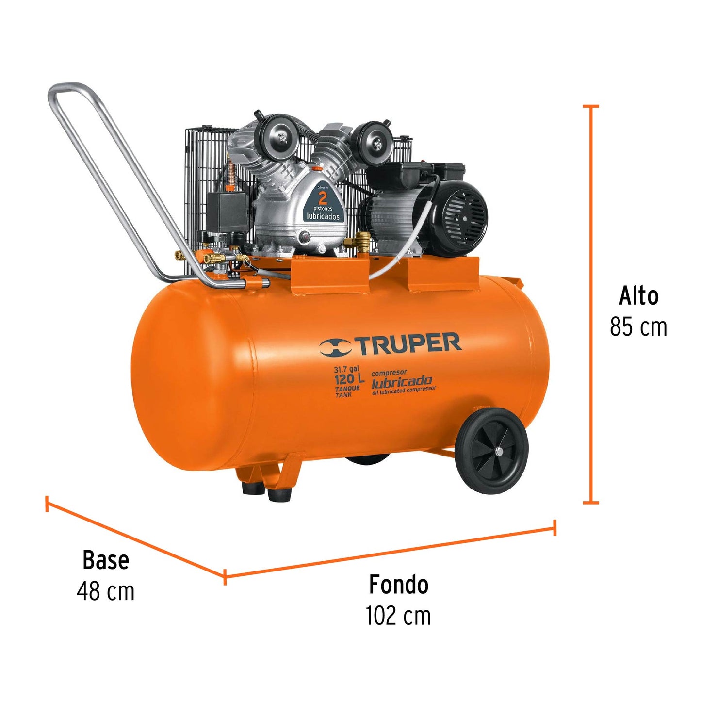 Compresor de Aire 120 Litros 4HP Monofasico 220V, TRUPER COMP-120LH 19359