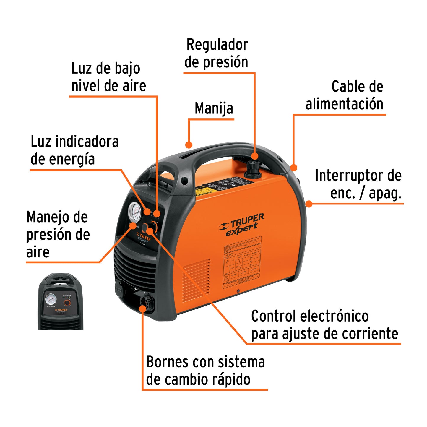 Cortadora de Plasma 60 Amperes Corte Hasta 25mm monofasica 220V Truper Expert COPLA-60X 17332