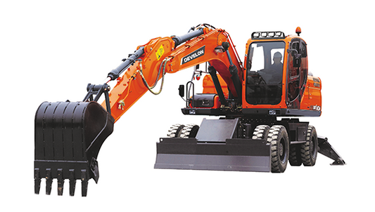 Excavadora Develon DX140W 15.5 Toneladas Versatilidad sobre ruedas para proyectos urbanos y rurales
