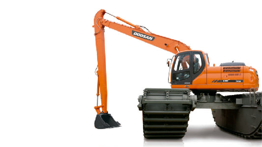 Excavadora Anfibia DEVELON DX340-AM 34 Toneladas — Potencia y Flotación para Terreno Extremo