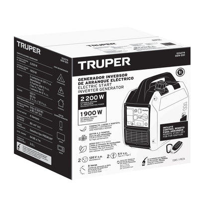 Generador Eléctrico Inverter 2200 Watts Monofasico 110V Truper GEN-201 103279