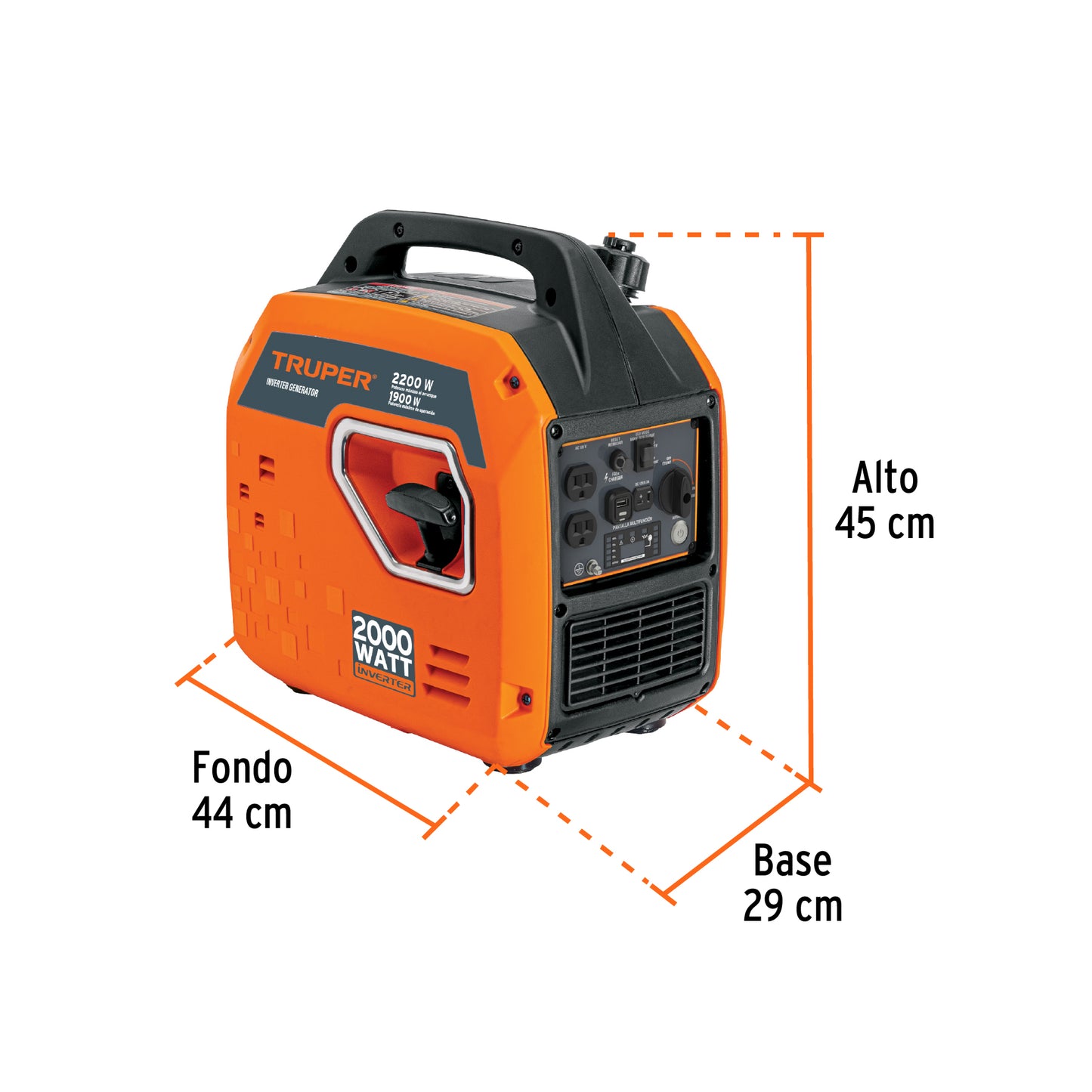 Generador Eléctrico Inverter 2200 Watts Monofasico 110V Truper GEN-201 103279