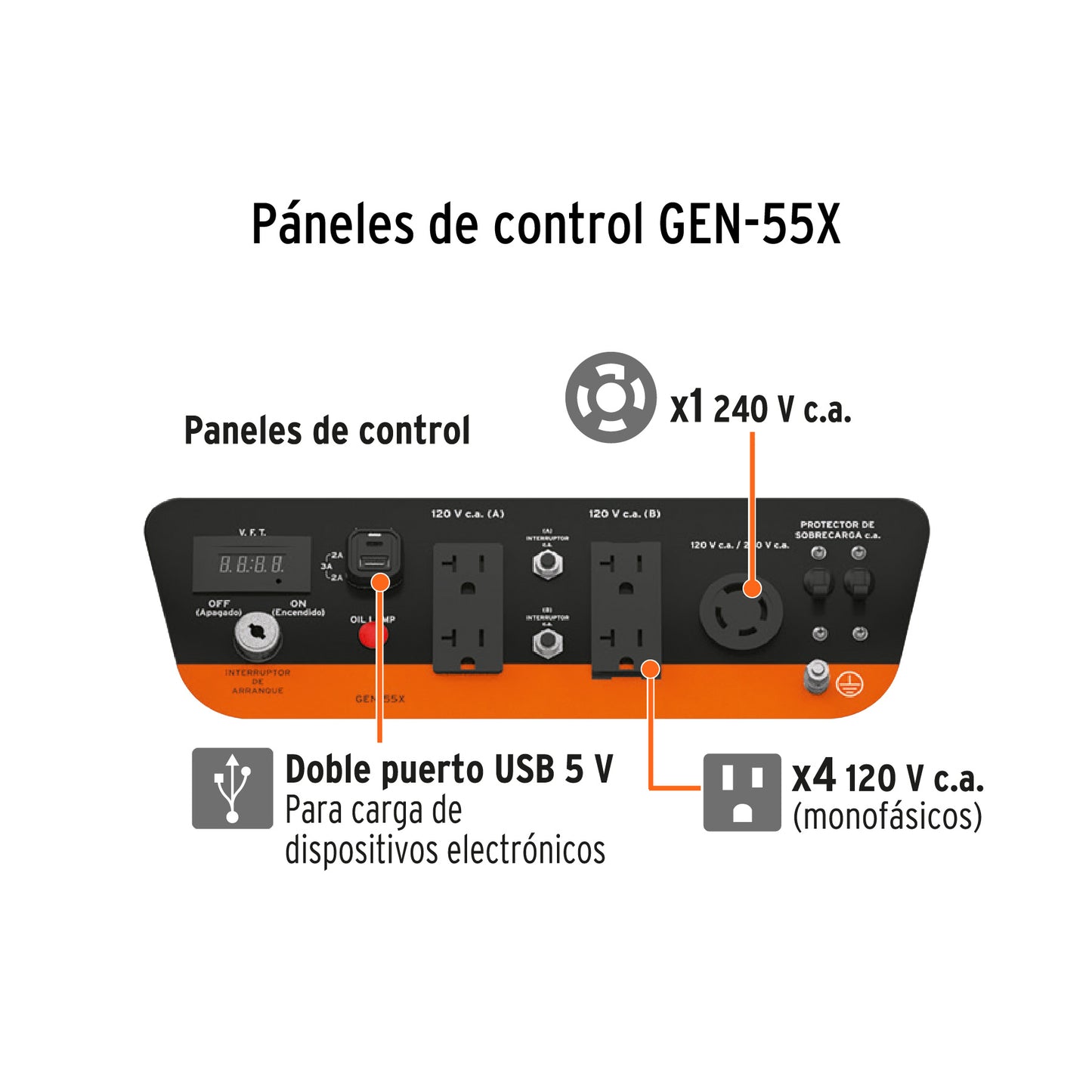 Generador Eléctrico 5500 Watts Monofasico 110/220V Motor a Gasolina 13 hp, Truper GEN-55X 15344