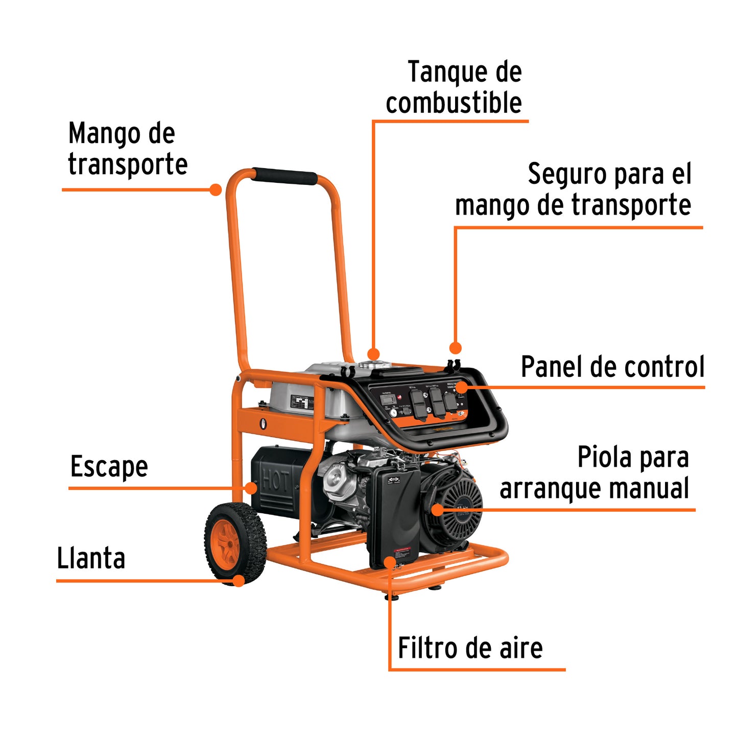 Generador Eléctrico 5500 Watts Monofasico 110/220V Motor a Gasolina 13 hp, Truper GEN-55X 15344