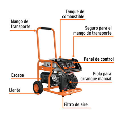 Generador Eléctrico 5500 Watts Monofasico 110/220V Motor a Gasolina 13 hp, Truper GEN-55X 15344
