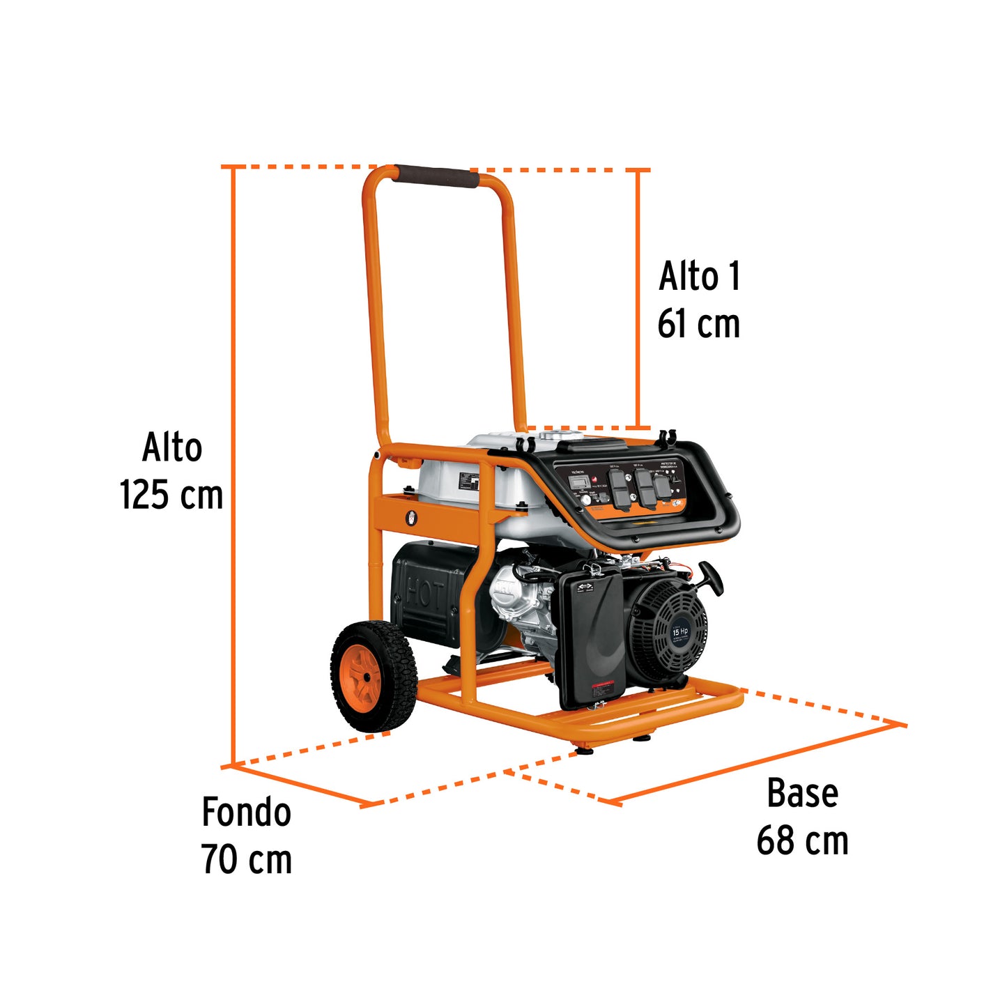 Generador Eléctrico 8000 Watts Monofasico 110/220V Motor a Gasolina 15 hp, Truper GEN-80X 15345
