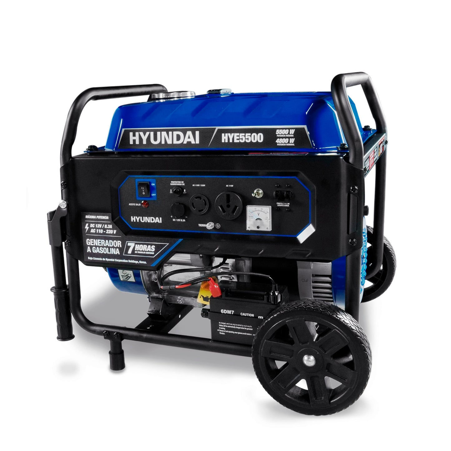 Generador a Gasolina Hyundai 5500 Watts Portatil Monofasico 110V - 220V Motor 10 Hp HYE5500