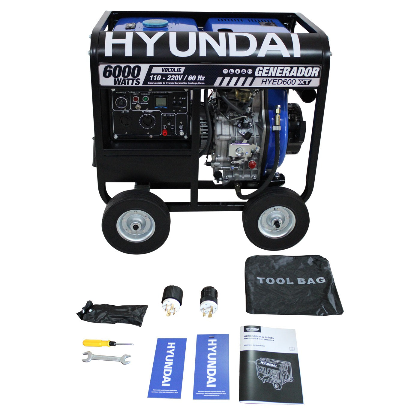 Generador Electrico Profesional a Diésel 6000 Watts Motor 10 Hp Monofásico 110/220V – Hyed600xt