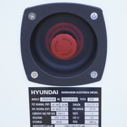 Generador Estacionario Planta de Emergencia 50kw 63kva Motor Cummins a Diesel Tablero de Transferencia ATS Trifasico 220v Hyundai HYEGE50CUM