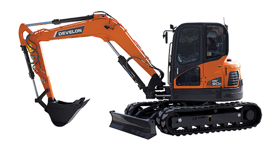 Miniexcavadora DEVELON DX80R 8 Toneladas -  Fuerza Compacta con Giro Reducido y Máxi