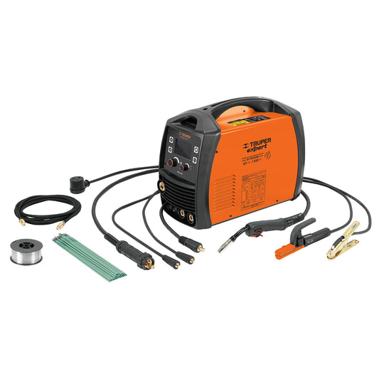 Soldadora Multiproceso de 200 Amperes Bifsica, Electroco, MIG con gas, TIG, GMAW sin gas y FCAW Truper Expert SOMU-200X 17258