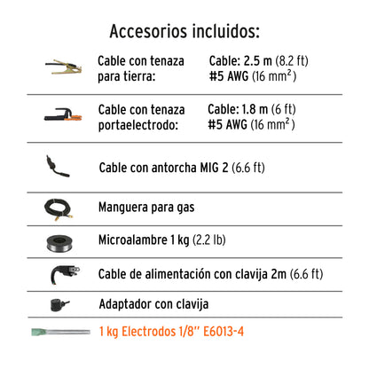 Soldadora Multiproceso de 200 Amperes Bifsica, Electroco, MIG con gas, TIG, GMAW sin gas y FCAW Truper Expert SOMU-200X 17258