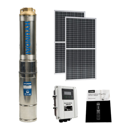 Bomba de Agua Sumergible Solar  1 hp Con 2 Paneles Solares Y Caja De Control Inverter  Uso Profesional Hyundai – Sun100X