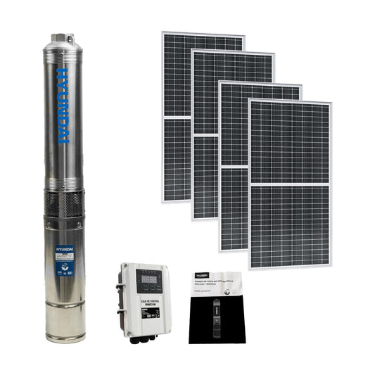 Bomba de Agua Sumergible Solar  2 hp Con 4 Paneles Solares Y Caja De Control Inverter  Uso Profesional Hyundai – Sun200X