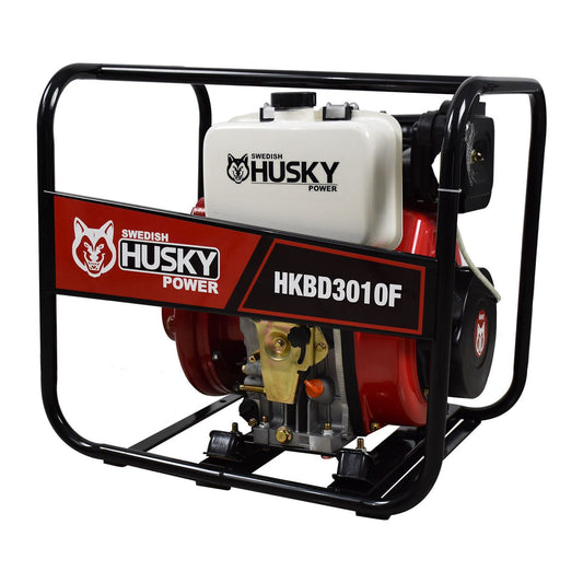 Motobomba De Agua a Diésel 3 x 3 pulgadas Motor 10 hp De Alta Presión Swedish Husky Power C/arranque Eléctrico 4 Tiempos – Hkbd3010f